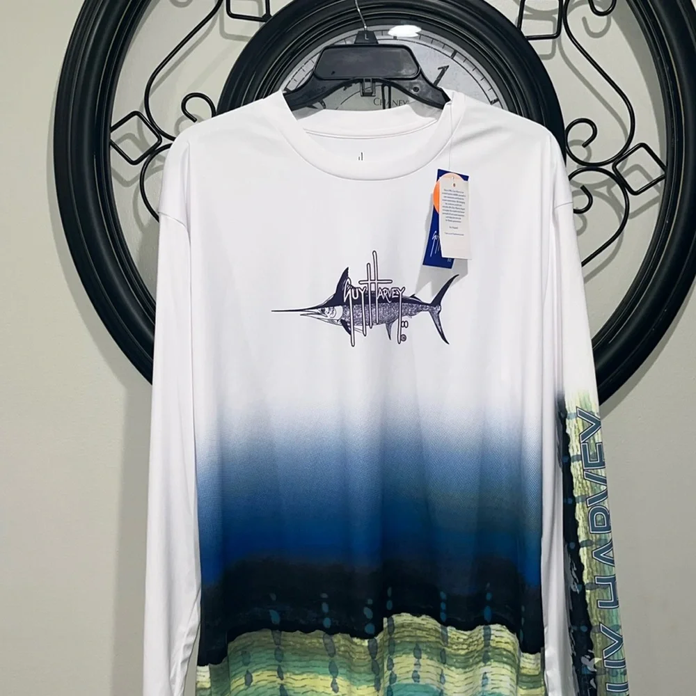 Guy Harvey NWT Men’s Marlin UPF Sun Performance long sleeve shirt size large - Picture 2 of 12